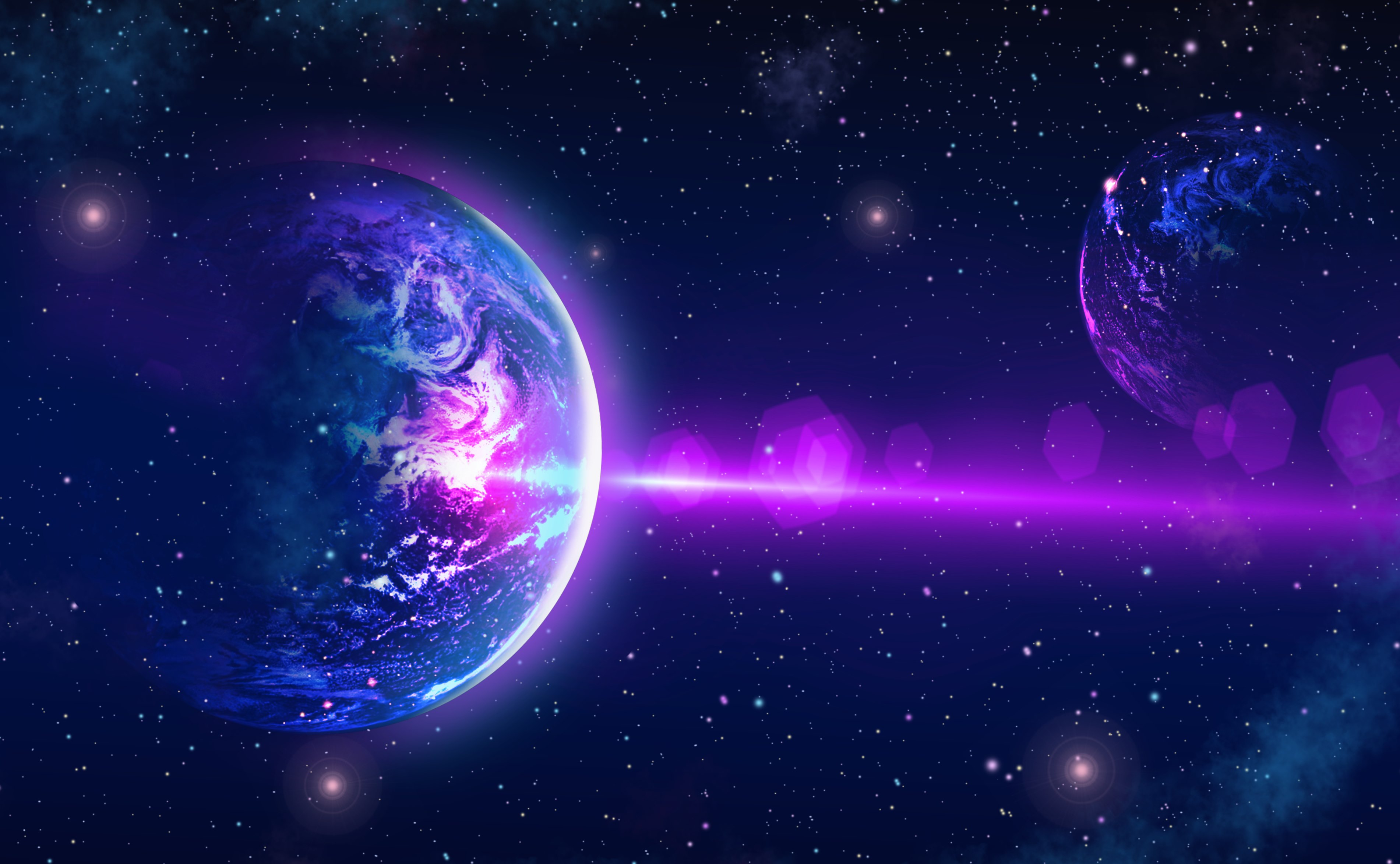 Cosmic space background with planets and stars